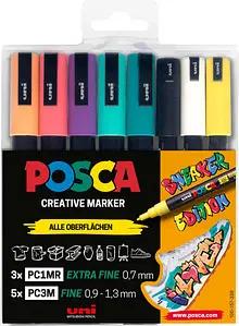 uni-ball POSCA Sneaker weiß Acrylstift farbsortiert 0,9 - 1,3 mm, 8 St.