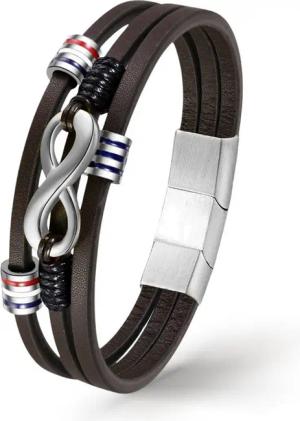 UNIQAL.de Lederarmband Unendlichkeit Leder Armband "EIGHT SILVER" Herren (Unendlichkeitszeichen, Leder, Edelsthal, handgefertigt), Designed in Germany