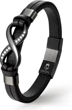UNIQAL.de Lederarmband Unendlichkeit Leder Armband "INFINITY" Herren (Edelstahl, Echtleder, Casual Style, Handgefertigt), Designed in Germany