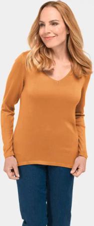 Unkomplizierter Pullover mit V-Ausschnitt - honig - Gr. 40 von Goldner Fashion