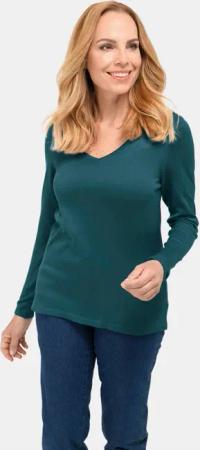 Unkomplizierter Pullover mit V-Ausschnitt - petrol - Gr. 44 von Goldner Fashion