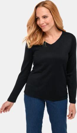 Unkomplizierter Pullover mit V-Ausschnitt - schwarz - Gr. 42 von Goldner Fashion
