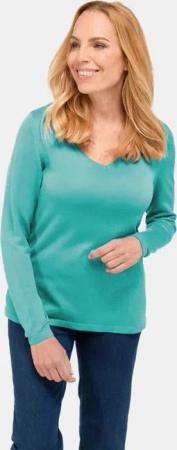 Unkomplizierter Pullover mit V-Ausschnitt - smaragd - Gr. 22 von Goldner Fashion