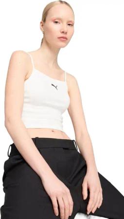 Unterhemd Puma Wardrobe Ess Ribbed Tank Top, Weiß, Damen