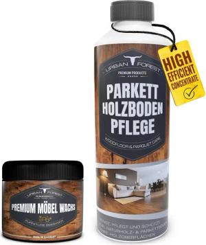 URBAN FOREST Holzbodenreiniger 1L, Bodenpflege+ Möbel Wachs 250ml Vinyl- und Designbodenreiniger (2-St. Holzbodenreiniger + Möbel Wachs)