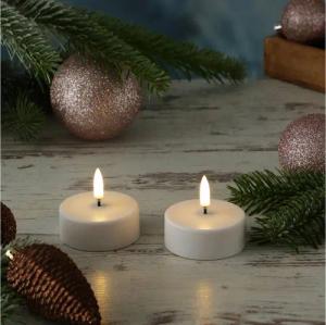 UYUNI Lighting LED-Kerze LED Maxi Teelichter 2 Stück aufladbar 6cm Timer Außen Feier Tischdeko (2-tlg)