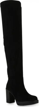 VAN HILL 840767 Overkneestiefel Damen Leicht Gefütterte Overknees Stiefel Profil-Sohle