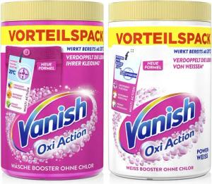 VANISH Oxi Action Wäsche Booster & Powerweiss 2 x 1,65kg Fleckentferner (Spar-Pack, [- Wäsche Booster für weiße & bunte Wäsche)
