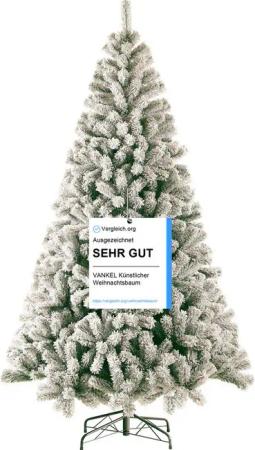 Vankel Künstlicher Weihnachtsbaum tannenbaum mit beleuchtung schmuck mit licht deko außen Christbaum, Schneebaum mit 1180 Spitzen, 180 cm 100% PVC Weihnachtsbaum mit Metallständer