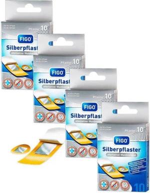 varivendo Wundpflaster varivendo Notizblock + 40x FIGO Silberpflaster 4x 10 Stück (Set, 40 St., 10x Silberpflaster), Wundpflaster Erste Hilfe Pflasterstrips Wundverband