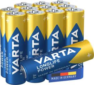 VARTA Longlife Power AA (Mignon) Batterie 1,5V Alkaline 12er Pack, Made in Batterie