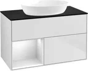 V&B Waschtischunterschrank Finion 100, Pl bla m, Reg wh. m Lac, wh. m Lac