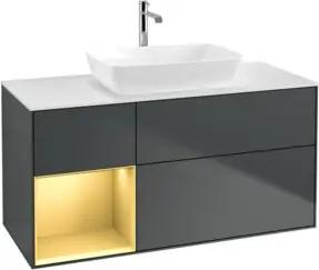 V&B Waschtischunterschrank Finion 120cm, Pl w m, Rg g m Lac, md bl. m Lac