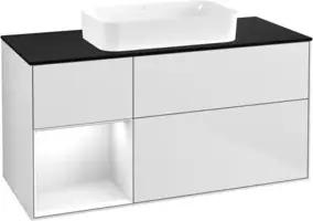 V&B Waschtischunterschrank Finion 120x60 cm, Reg li glo wh. Lac, wh. m Lac