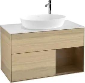 V&B Waschtischunterschrank Wandbeleuchtung Finion 100, Abd.-Pl. wh. m, Reg wal ven, Oa ven