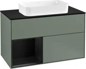 V&B Waschtischunterschrank Wandbeleuchtung Finion 100, Pl b m, Rg li bla m Lac, Oli. m Lac