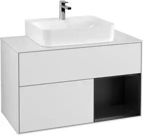 V&B Waschtischunterschrank Wandbeleuchtung Finion 100, Pl w m, Reg re bla m Lac, wh. m Lac