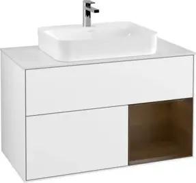 V&B Waschtischunterschrank Wandbeleuchtung Finion 100, Pl w m, Reg re wal ven, glo wh. Lac