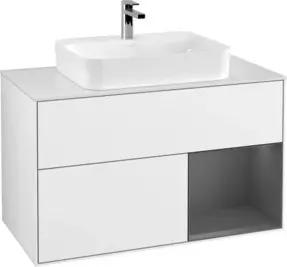 V&B Waschtischunterschrank Wandbeleuchtung Finion 100, Pl w m, Rg r A m, glo wh. Lac