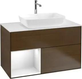 V&B Waschtischunterschrank Wandbeleuchtung Finion 100, Pl wh. m, Reg glo wh. Lac, wal ven