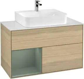 V&B Waschtischunterschrank Wandbeleuchtung Finion 100, Pl wh. m, Reg li Oli. m Lac, Oa ven