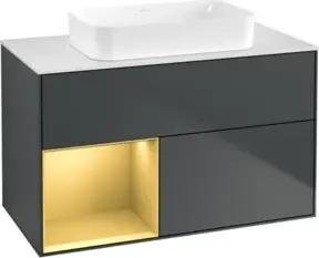 V&B Waschtischunterschrank Wandbeleuchtung Finion 100x60,3 cm, Reg li gol m, md bl. m Lac