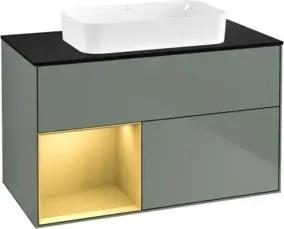 V&B Waschtischunterschrank Wandbeleuchtung Finion 100x60,3 cm, Reg li gol m, Oli. m Lac