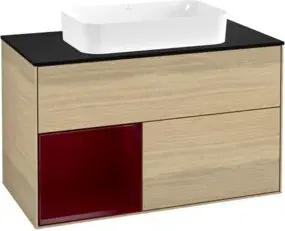 V&B Waschtischunterschrank Wandbeleuchtung Finion 100x60,3 cm, Reg links Peony, Oak Veneer