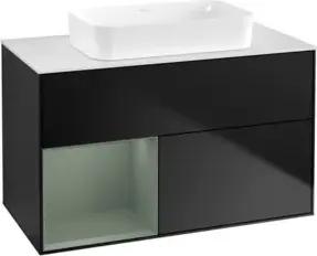 V&B Waschtischunterschrank Wandbeleuchtung Finion 100x60,3 cm, Rg li Oli. m Lac, bla m Lac