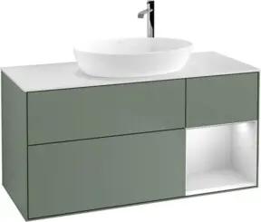 V&B Waschtischunterschrank Wandbeleuchtung Finion 120cm, Pl w m, Reg wh. m Lac, Oli. m Lac