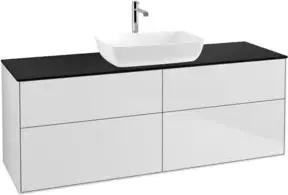 V&B Waschtischunterschrank Wandbeleuchtung Finion 160x60cm, Abd.-Pl. bla m, wh. m lacquer