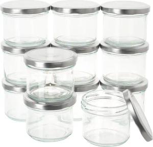 VBS XXL Vorratsglas Gläser mit Schraubdeckel, Glas, 150 ml 12 Stück