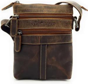 Ven Tomy Umhängetasche echt Leder Cross Bag aus robustem Büffelleder, für Männer und Frauen, vintage Look
