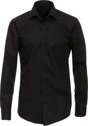 VENTI Businesshemd Herren Hemd extra langer Arm 72cm Langarm Hemd uni modern fit Kentkragen, schwarz HL80, 40
