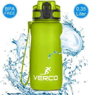 VERCO Trinkflasche 350 ml Sport Tritan 0,35 Liter Flasche, Wasserflasche BPA Frei mit Fruchtsieb wiederverwendbar
