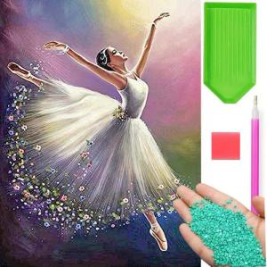 Verkgroup Malen nach Zahlen 5d Diamantgemälde - Die Ballerina Tänzerin Ballet (5d Diamond Painting-Set, 5d Diamond Ballerina mit Farbigen Steinchen), Hochwertige Materialien, funkelnde Diamanten, einfache Anleitung.