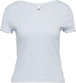 Verkürtzes Rippshirt mit Rundhalsausschnitt