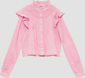 Verkürzte Bluse mit Lochstickerei und Rüschen