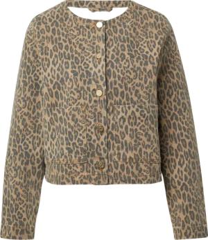 Verkürzte Denimjacke mit Leoprint