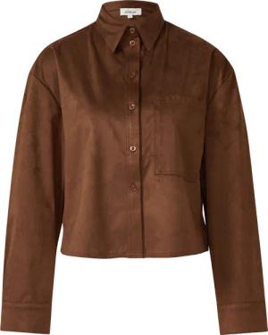 Verkürzte Hemdbluse in Velours-Optik