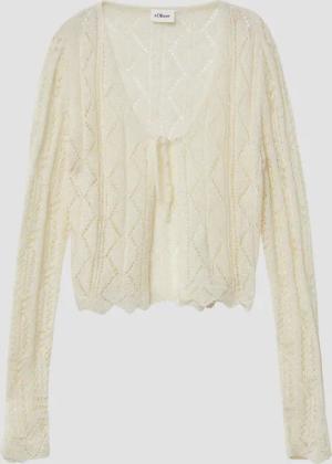 Verkürzter Cardigan mit Strickmuster und Bogenkante