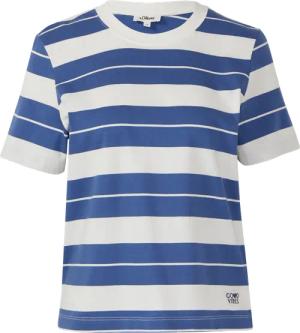 Verkürztes Baumwoll-Streifen-T-Shirt mit Patch