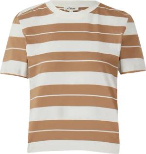 Verkürztes Baumwoll-Streifen-T-Shirt mit Patch