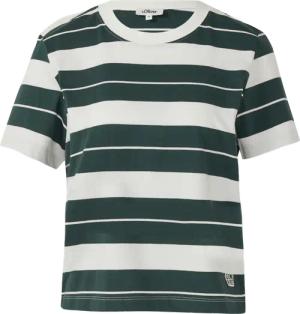 Verkürztes Baumwoll-Streifen-T-Shirt mit Patch