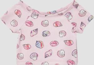 Verkürztes T-Shirt aus Rippware mit Off-Shoulder-Ausschnitt