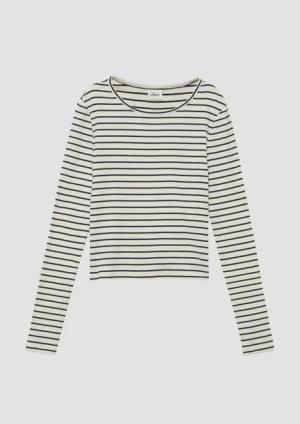 Verkürztes T-Shirt im Slim Fit mit Rippstruktur