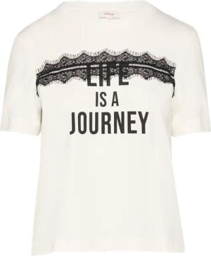 Verkürztes T-Shirt mit Spitze und Statement-Print