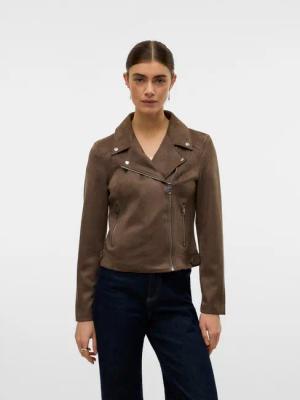 Vero Moda Bikerjacke VMJOSE SHORT FAUX SUEDE JACKET GA NOOS mit asymetrischem Reißverschluss