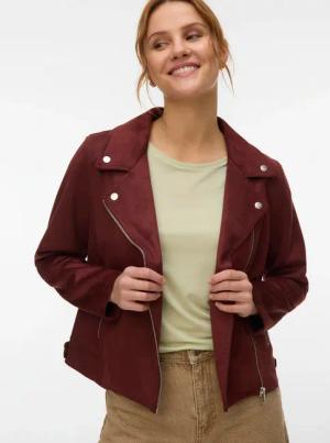 Vero Moda Bikerjacke "VMJOSE SHORT FAUX SUEDE JACKET GA NOOS" mit asymetrischem Reißverschluss