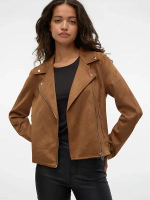 Vero Moda Bikerjacke "VMJOSE SHORT FAUX SUEDE JACKET GA NOOS" mit asymetrischem Reißverschluss